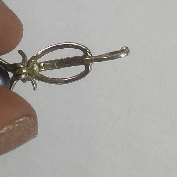 925 sterling silver dolphin cultured pearl Cage Ball Clip y2k hip charm pendant - Picture 3 of 6